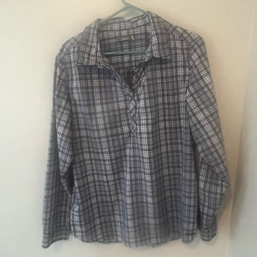 Women's Cabela’s Plaid Lightweight V Neck Blouse Size XL